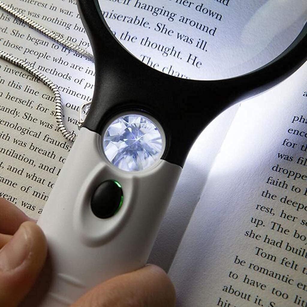 3 LED Illuminated 45x Magnifying Glass Reading Magnifier