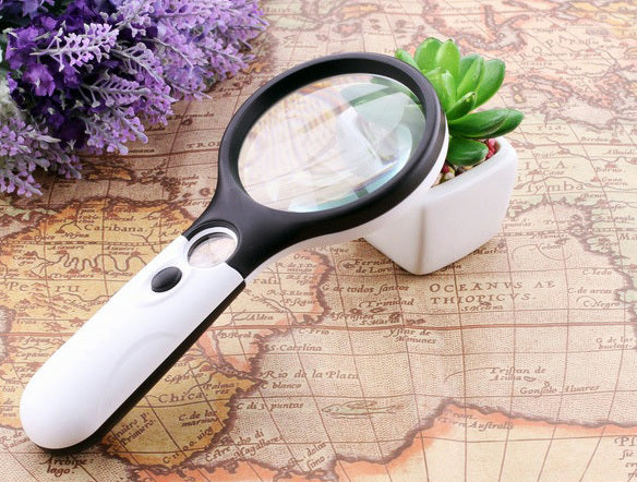 3 LED Illuminated 45x Magnifying Glass Reading Magnifier