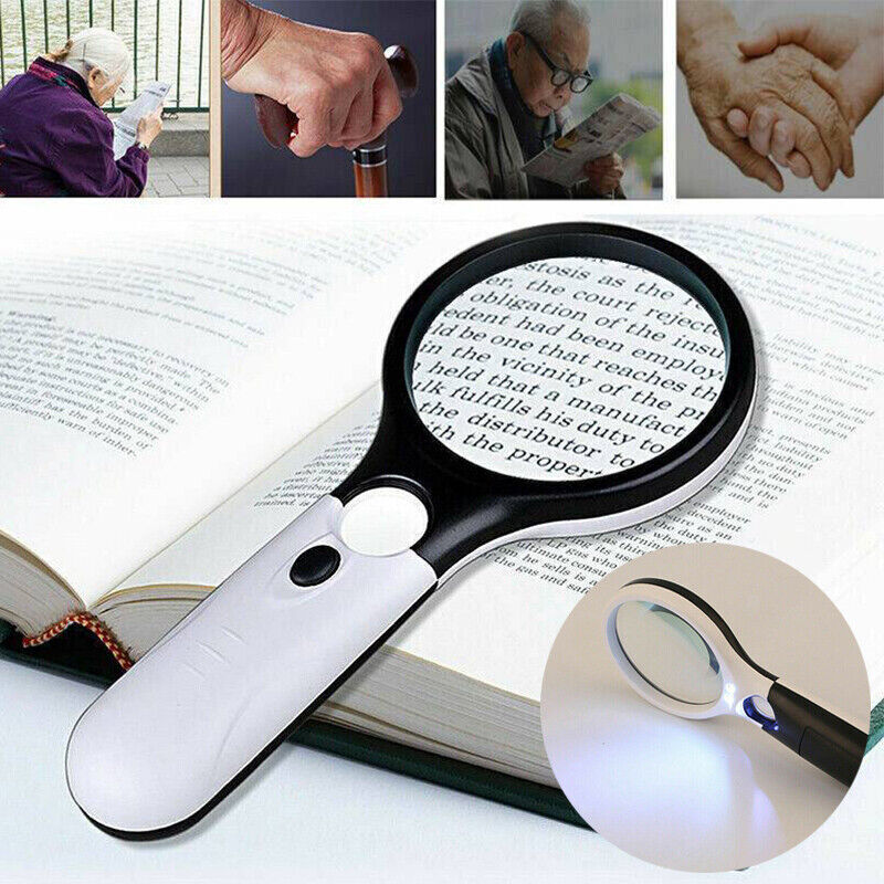 3 LED Illuminated 45x Magnifying Glass Reading Magnifier