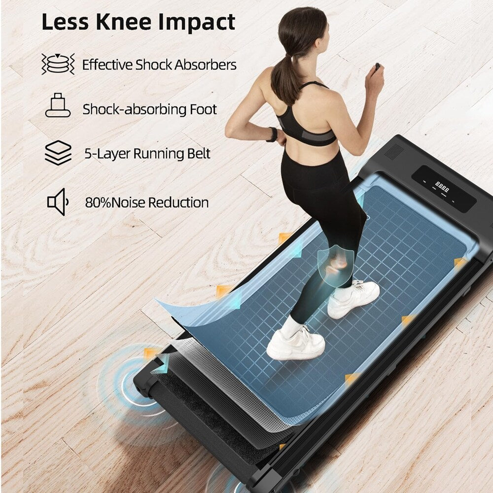 2-in-1 Fitness Foldable Electric Treadmill Exercise Machine Walking Running Pad