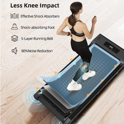 2-in-1 Fitness Foldable Electric Treadmill Exercise Machine Walking Running Pad