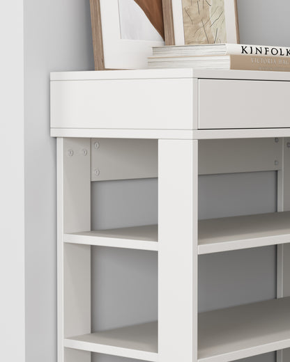 Fiesta 7 Tier Extra Spacious Wooden Shoe Rack Organizer Shelf Cabinet (White)