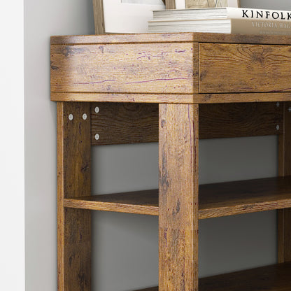 Fiesta 7 Tier Extra Spacious Wooden Shoe Rack Organizer Shelf Cabinet (Rustic Wood)