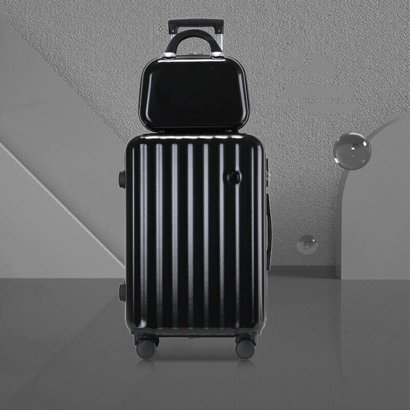 2-Piece Designer Standard Cabin Carry-On Luggage Suitcase Set (Black)