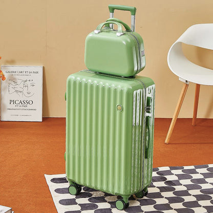 2-Piece Designer Standard Cabin Carry-On Luggage Suitcase Set (Green)