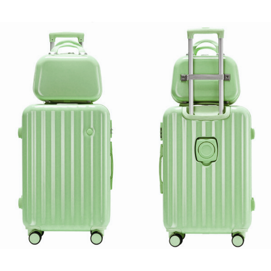 2-Piece Designer Standard Cabin Carry-On Luggage Suitcase Set (Green)