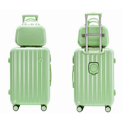 2-Piece Designer Standard Cabin Carry-On Luggage Suitcase Set (Green)