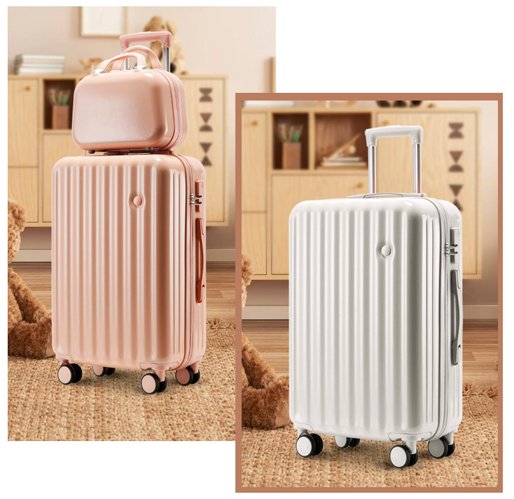 2-Piece Designer Standard Cabin Carry-On Luggage Suitcase Set (Pink)