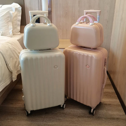 2-Piece Designer Standard Cabin Carry-On Luggage Suitcase Set (Pink)