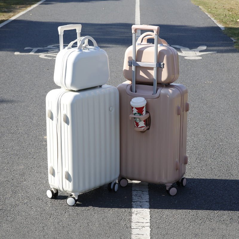 2-Piece Designer Standard Cabin Carry-On Luggage Suitcase Set (Pink)