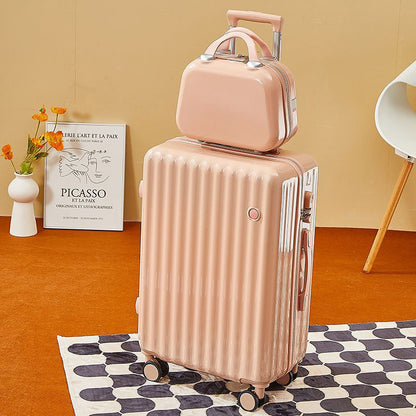 2-Piece Designer Standard Cabin Carry-On Luggage Suitcase Set (Pink)