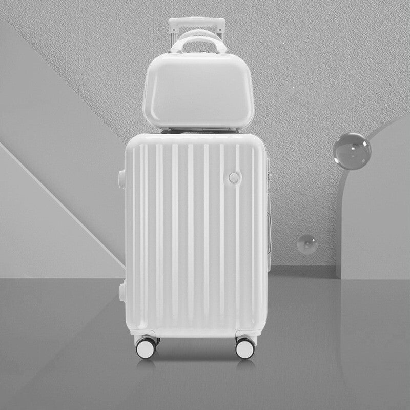 2-Piece Designer Standard Cabin Carry-On Luggage Suitcase Set (White)