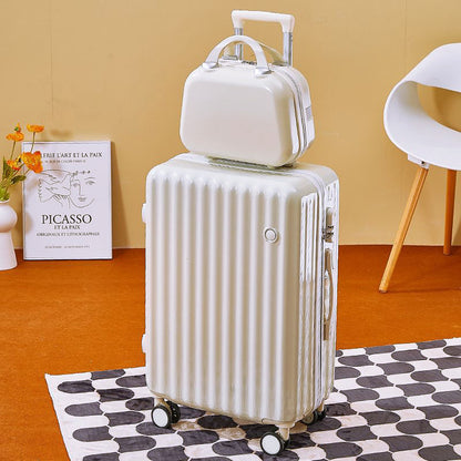 2-Piece Designer Standard Cabin Carry-On Luggage Suitcase Set (White)