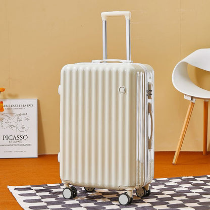 2-Piece Designer Standard Cabin Carry-On Luggage Suitcase Set (White)