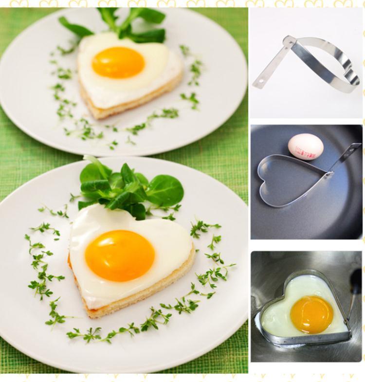 2 x Love Heart Shaped Egg Rings Stainless Steel Moulds