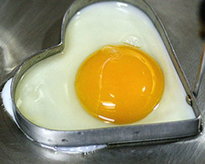 2 x Love Heart Shaped Egg Rings Stainless Steel Moulds