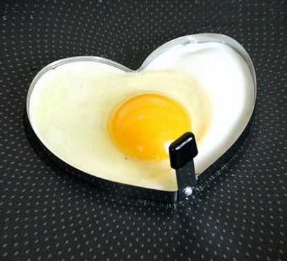 2 x Love Heart Shaped Egg Rings Stainless Steel Moulds