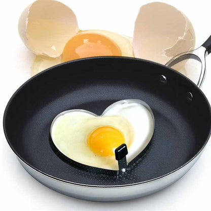 2 x Love Heart Shaped Egg Rings Stainless Steel Moulds