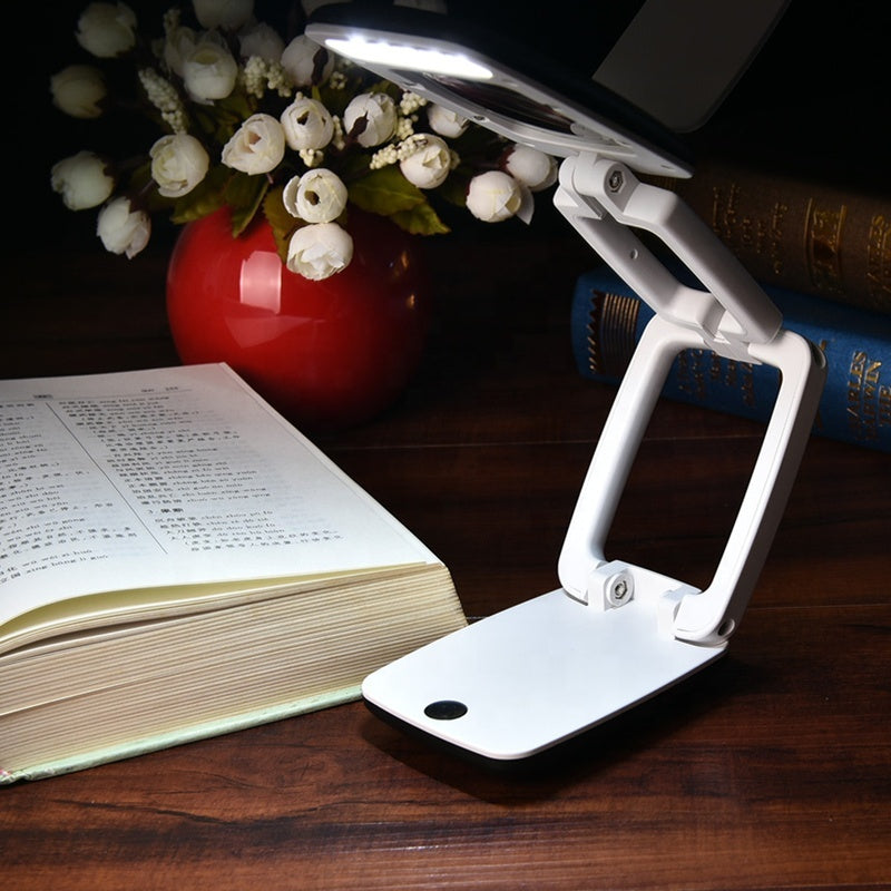 Foldable Desktop Magnifier Lamp Magnifying Glass with Adjustable LED Lights