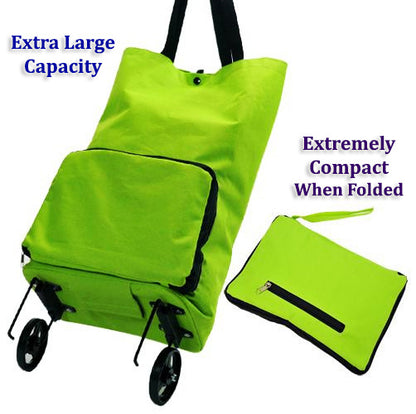 Deluxe Foldable Trolley Bag Travel Shopping Folding Luggage Suitcase Fits in Handbag