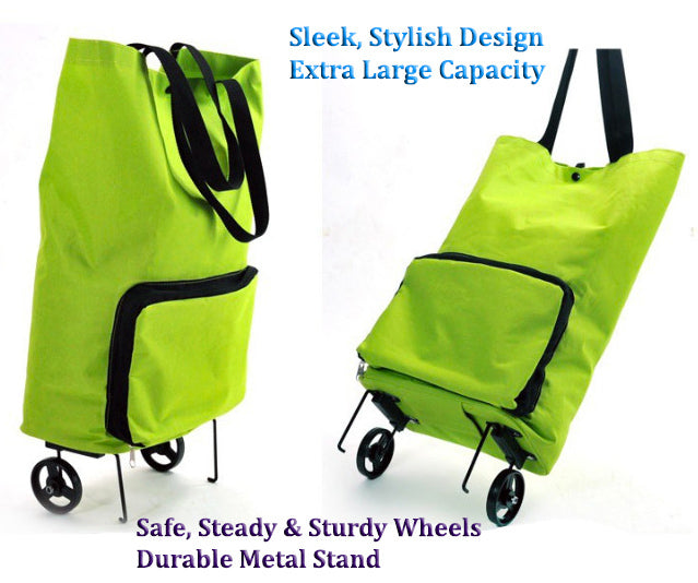 Deluxe Foldable Trolley Bag Travel Shopping Folding Luggage Suitcase Fits in Handbag