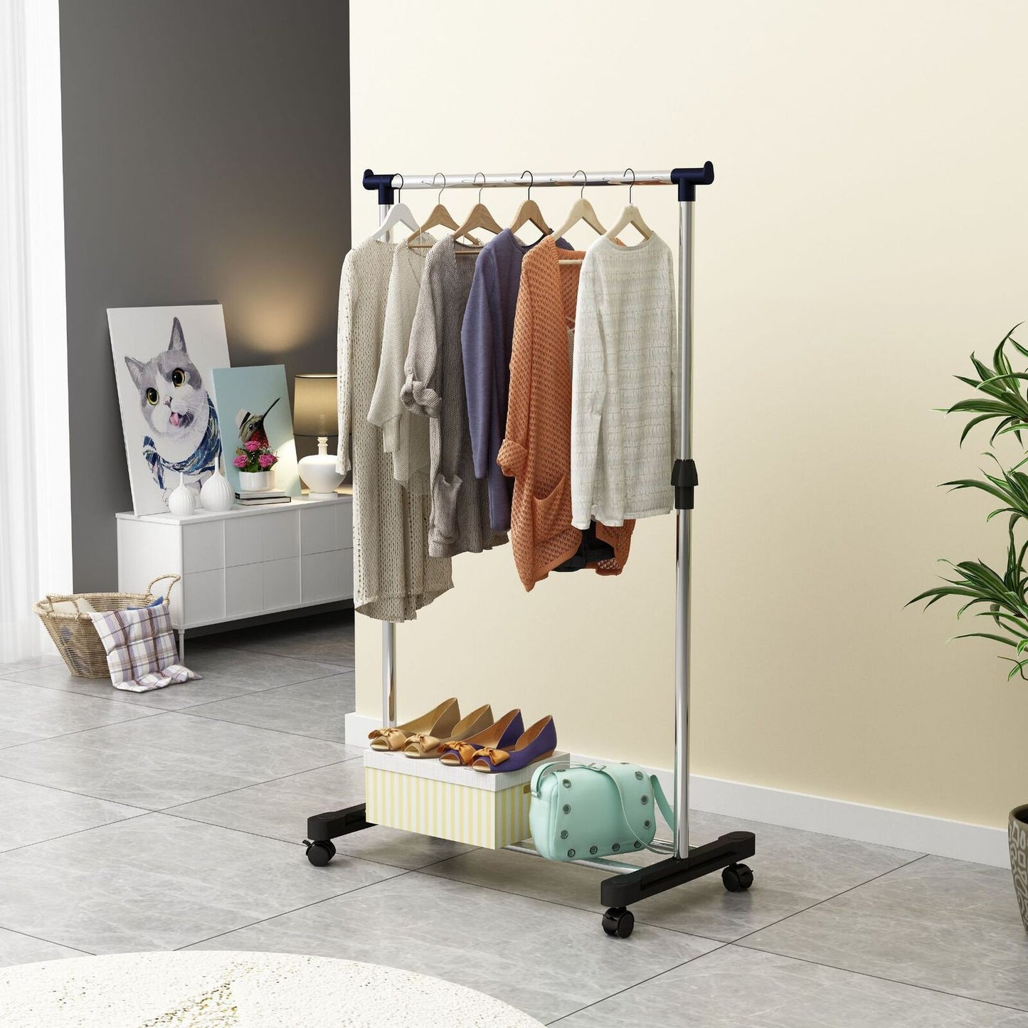 Portable Stainless Steel Clothes Organizer Hanger Rack Garment Coat Cloth Dryer