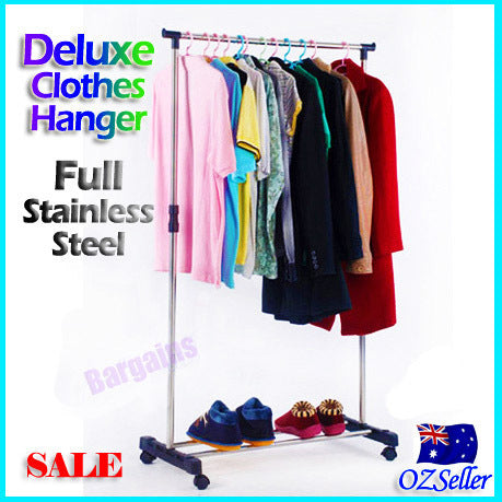 Portable Stainless Steel Clothes Organizer Hanger Rack Garment Coat Cloth Dryer