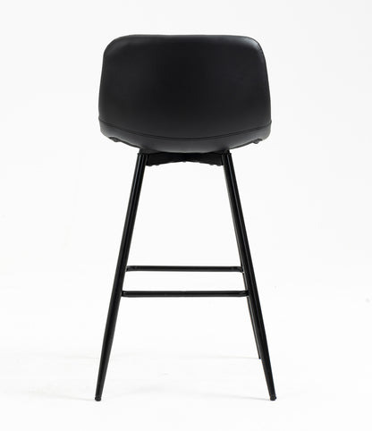 2 x Enliven Designer Faux Leather Bar Stools (Black - Set of 2)