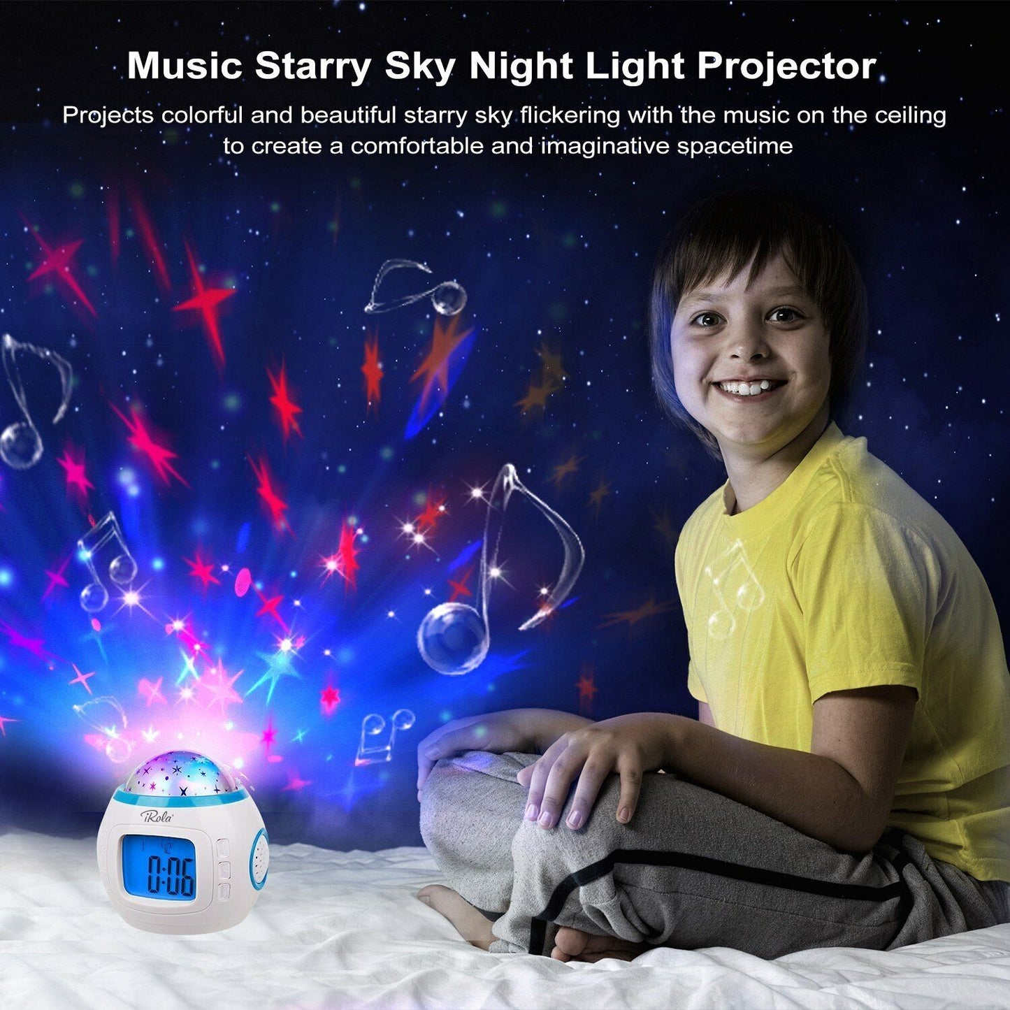 Music Projector Digital Alarm Clock Calendar Starry Sky Projection