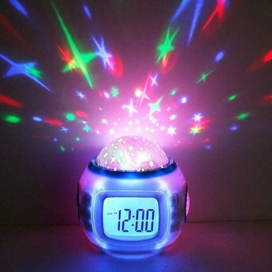 Music Projector Digital Alarm Clock Calendar Starry Sky Projection