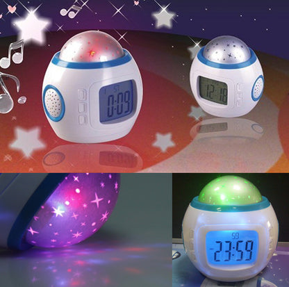 Music Projector Digital Alarm Clock Calendar Starry Sky Projection