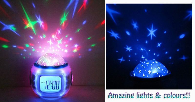 Music Projector Digital Alarm Clock Calendar Starry Sky Projection