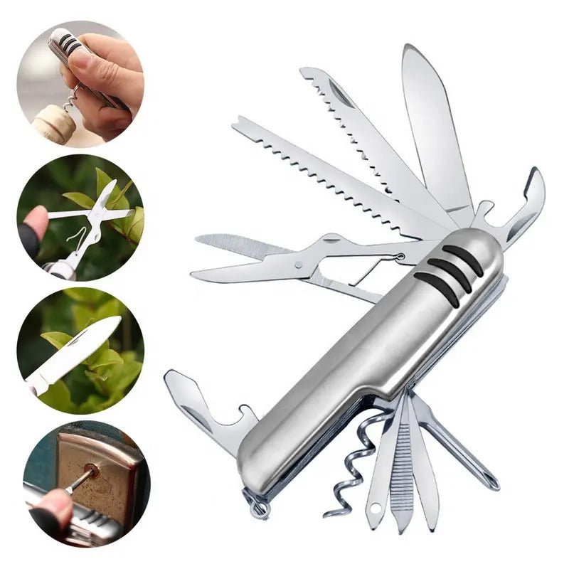 11 in 1 Stainless Steel Pocket Swiss Army Knife Multi-Purpose Tools Set