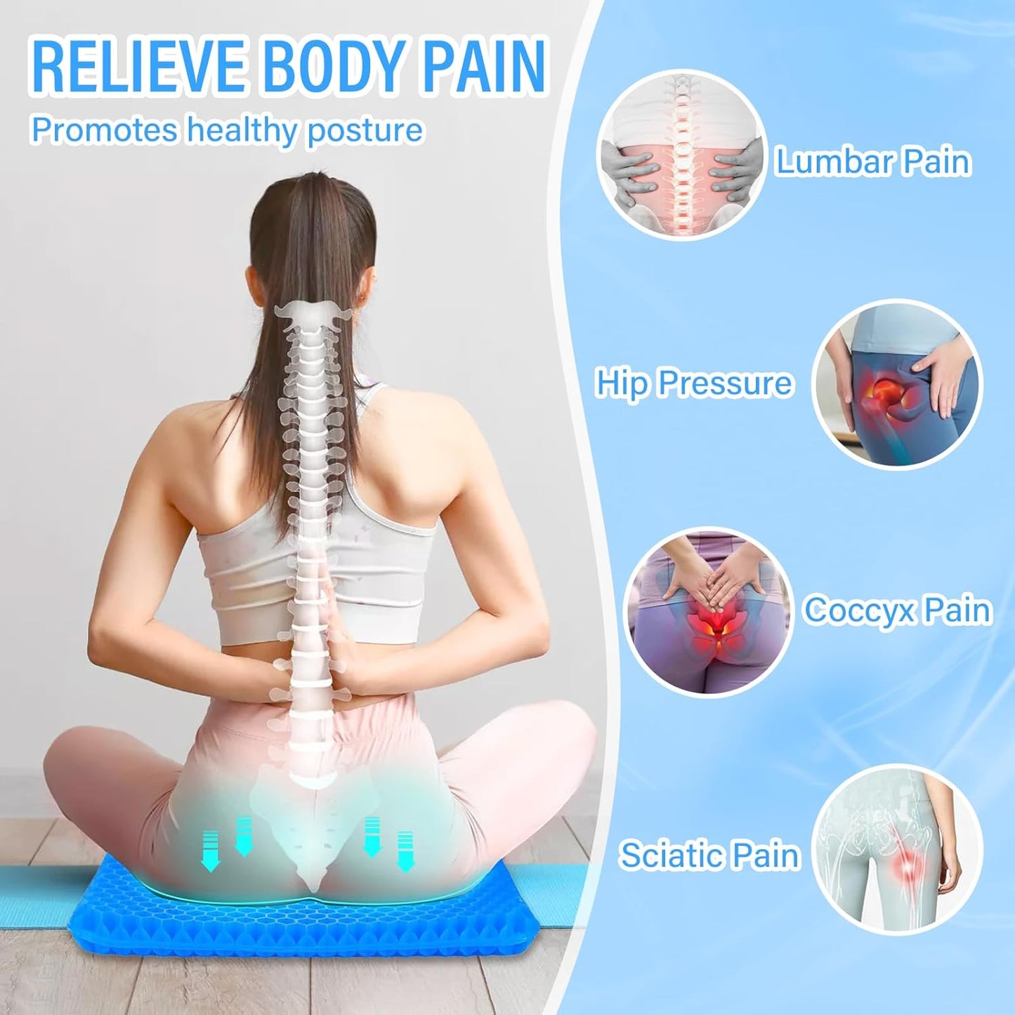 Orthopedic Gel Memory Foam Seat Support Cushion