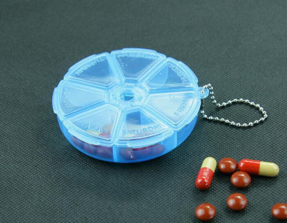 Blue 7 Day Pill Organizer Storage Box Medication Holder