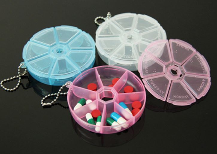 Pink 7 Day Pill Organizer Storage Box Medication Holder