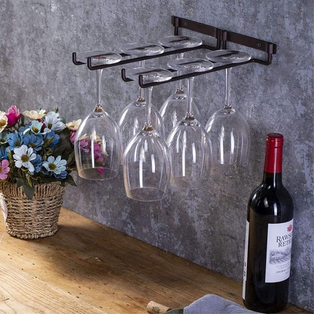 2 x Wine Glass Hanger Rack Under Cabinet Kitchen Bar Stemware Metal Storage Organiser