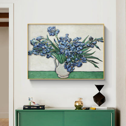 Vase of Irises Painting by Van Gogh Print Canvas Wall Art - 60cm x 40cm