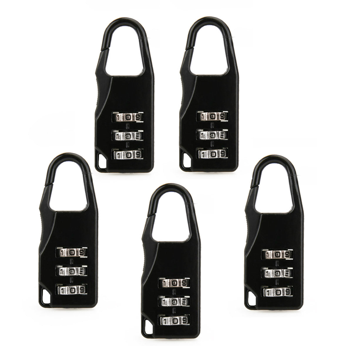 5 x Combination Locks Bags Suitcase Lockers Luggage Padlocks (Black)