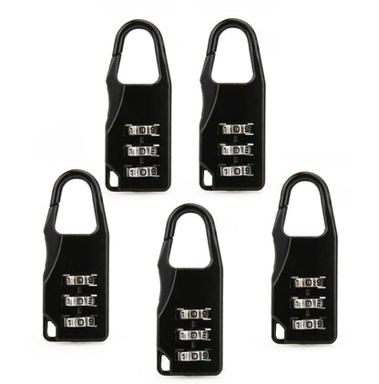 5 x Combination Locks Bags Suitcase Lockers Luggage Padlocks (Black)