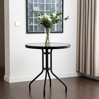 Alfresco Round Mirrored Tempered Glass Table