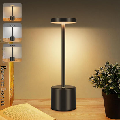 Luxury Designer LED Metal Tall Table Lamp Cordless Touch Sensor Night Light (Black)