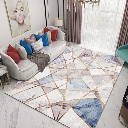XL Extra Large Lush Plush Blue Marble Rug Carpet Mat (300 x 200)