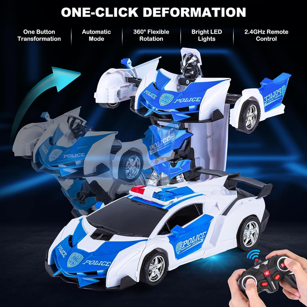 2 In 1 Robot Lamborghini Police Super Transformer Remote Control Car T