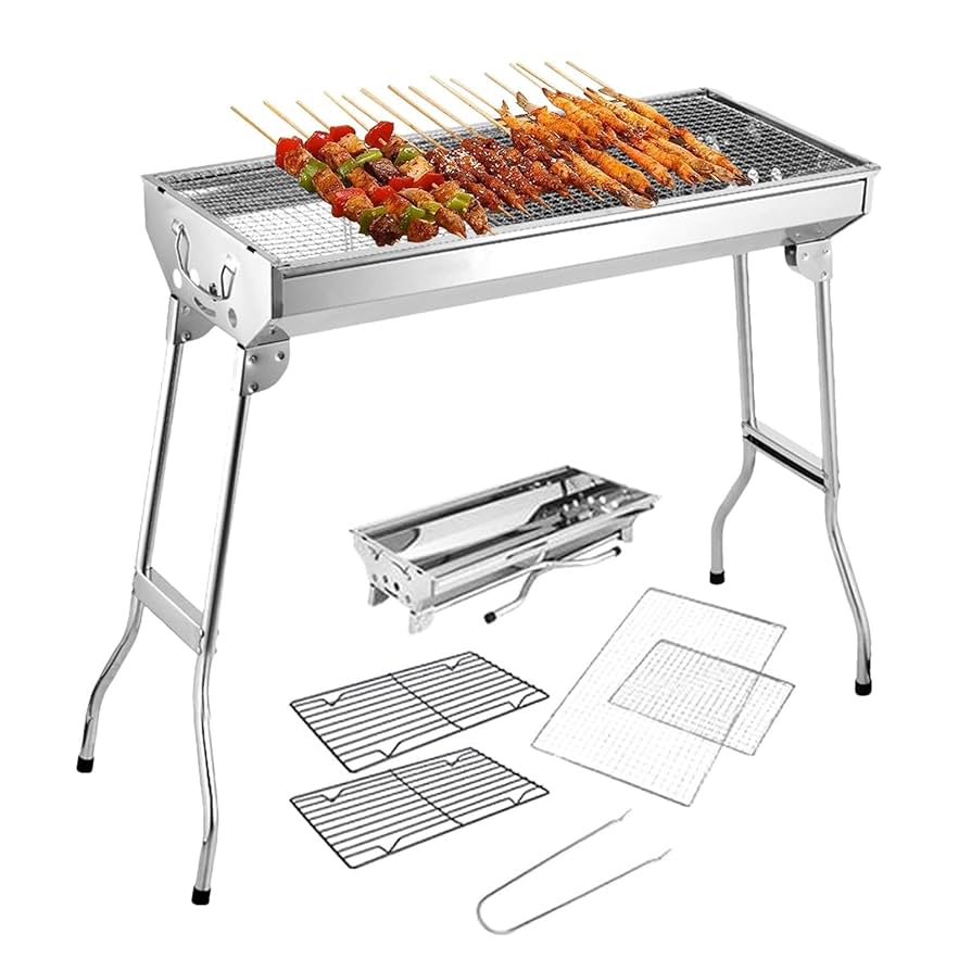 Stainless Steel BBQ Charcoal Grill Roaster Barbecue