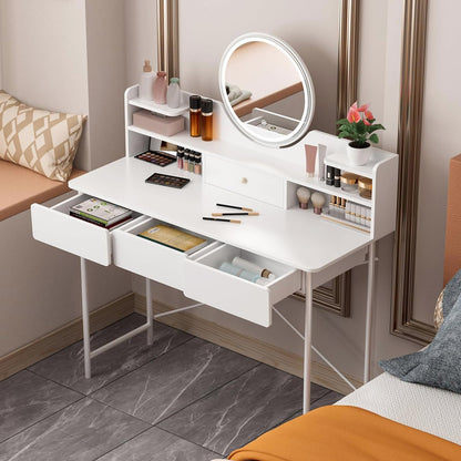 Luxe LED Large White Makeup Vanity Dressing Table Mirror Drawers Shelves
