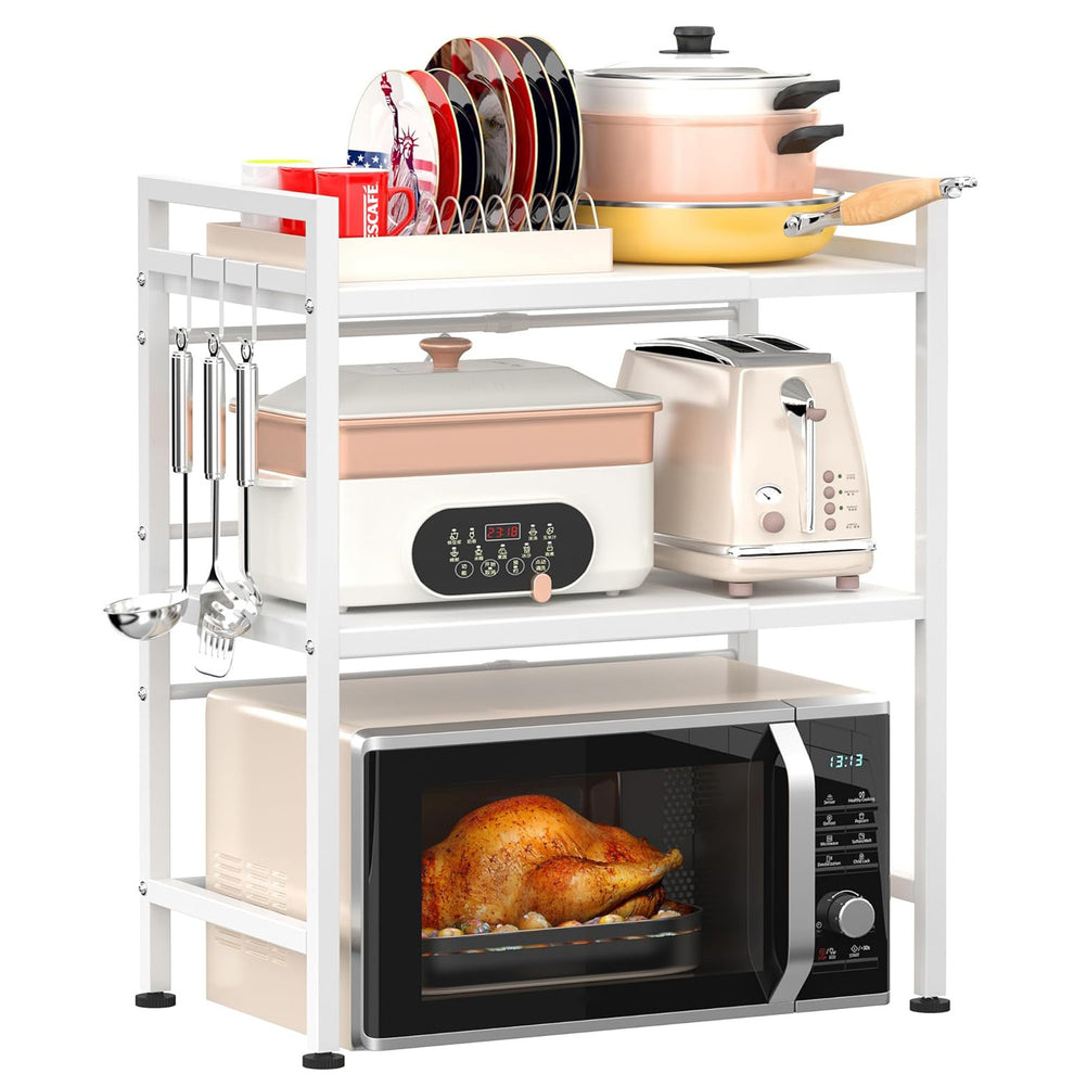 2-Tier Adjustable Multifunction Steel Microwave Oven Rack Stand Kitche