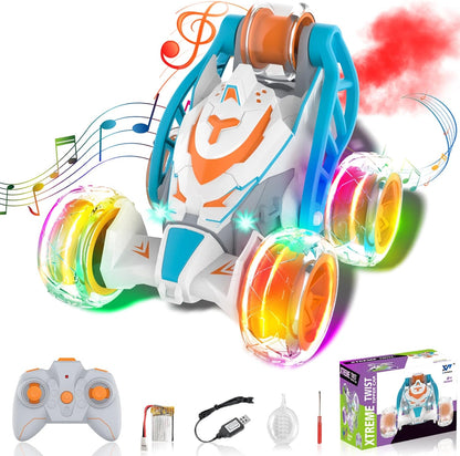5 Wheels RC Extreme Twist Mist Mini Remote Control Stunt Car (Blue & Orange)