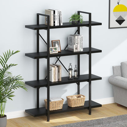 Envision 4-Tier Bookcase Storage Shelf Organizer (Black)