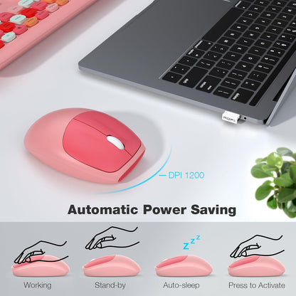 Deluxe Colourful Wireless Mechanical Keyboard and Mouse Combo Set (Pink Mixed)